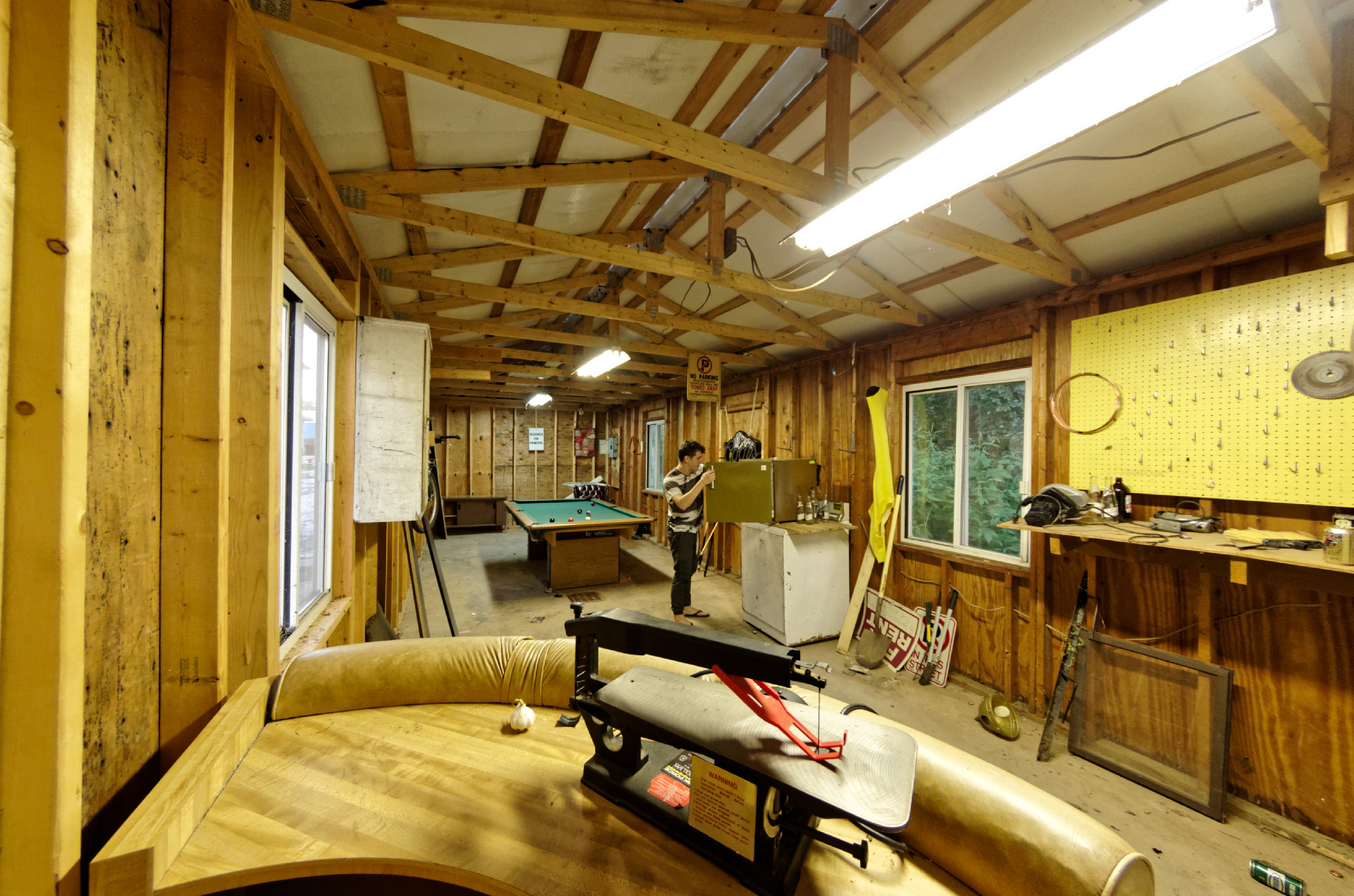 garage and recreation room
