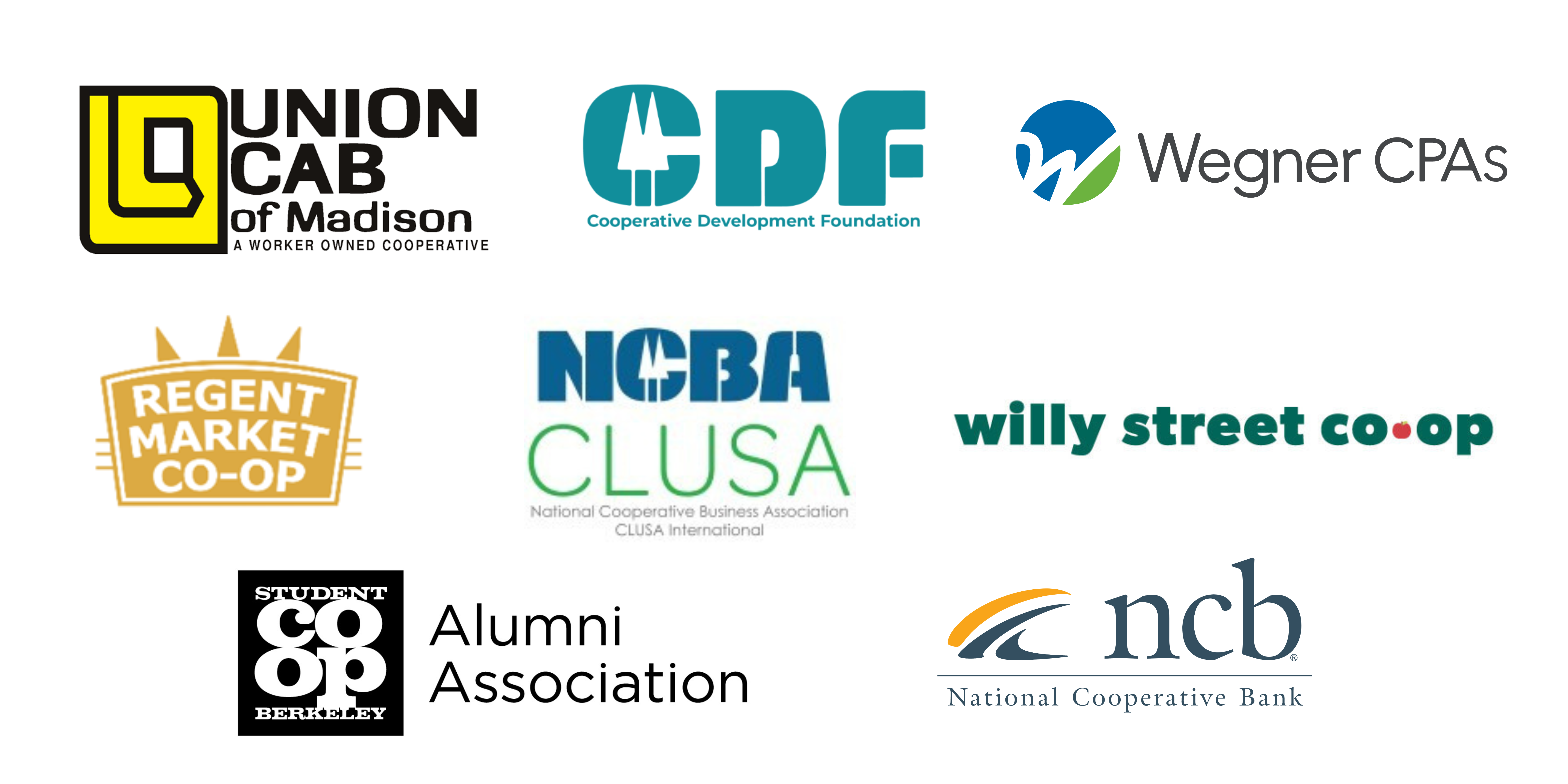 Sponsor banner includes Union Cab Company, Regent Market Co-op, NCB, NCBA CLUSA, Wegner CPAs, Willy Street Co-op, CDF, BSC Alumni Association